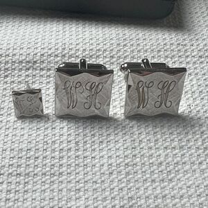 Anson “WH” Engraved Cuff Links and Tie Tack